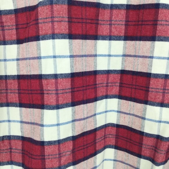 J Crew Flannel Plaid Chamois Elbow Patch Button Up Shirt Size L Red Blue Preppy - Picture 14 of 14